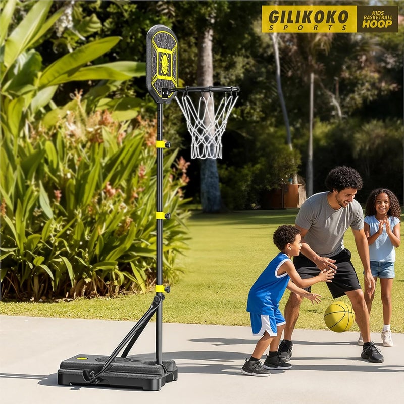 GILIKOKO Kids Basketball Hoop Adjustable Height 3.6 ft-6.2 ft Indoor Outdoor Toddler Plastic Basketball Goal Outside Yard Games Toys Gifts for Children - Image 5